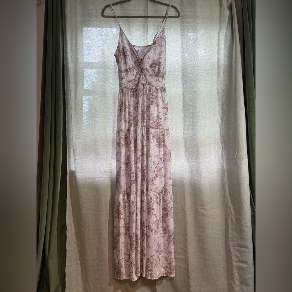 Altar'd State Cream and Brown Floral Maxi Dress